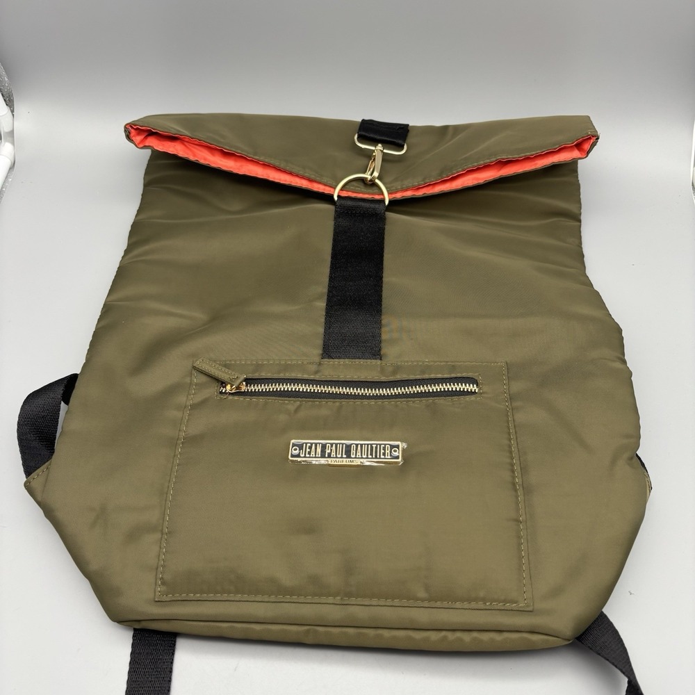 NWOT Jean Paul‎ Gaultier Parfums Olive Green Nylon Travel Weekend Backpack